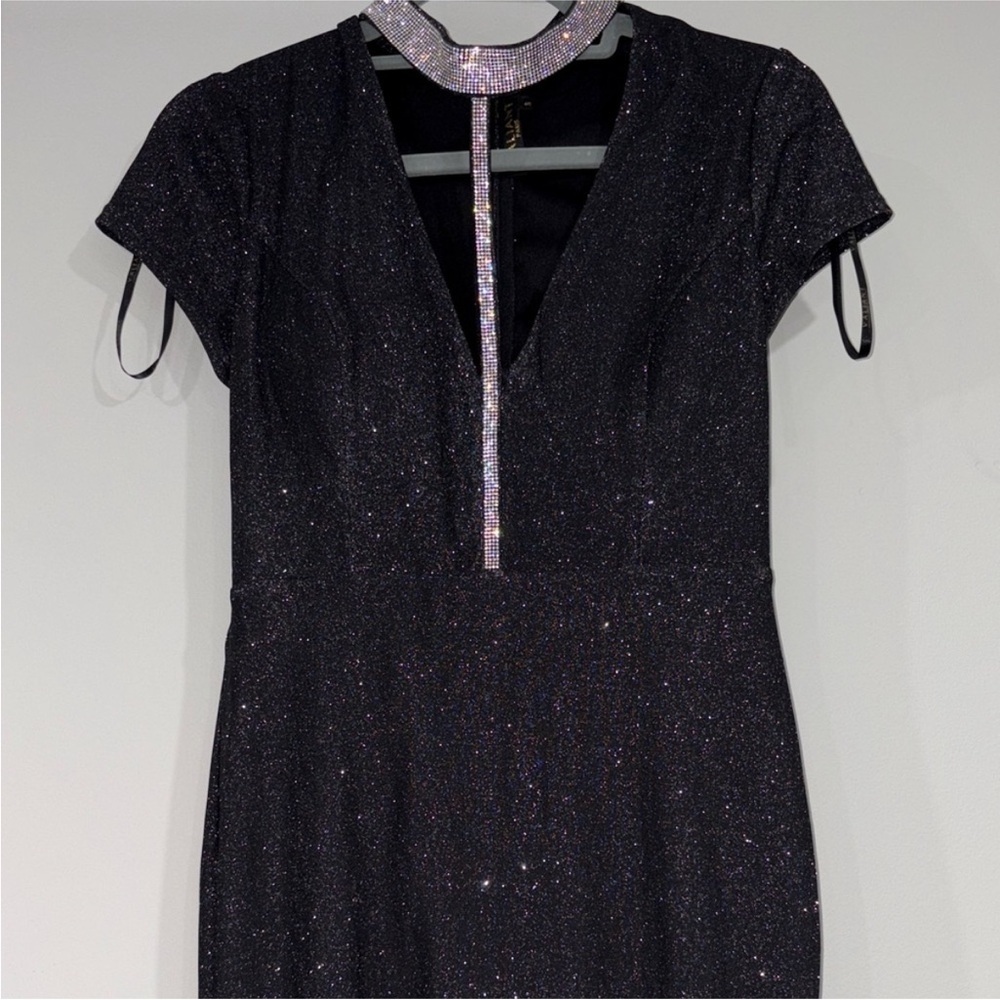 197. Women’s Sparkling Choker Grunge Vampy Black Mini Dress Size Small